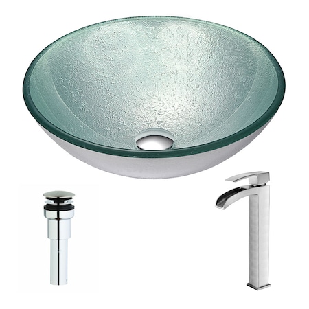 Anzzi Spirito Churning Silver Vessel Sink with Key Faucet in Brushed Nickel LSAZ055-097B